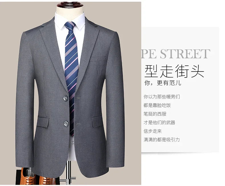 2024 Two-button Suit for Men (suit + Trousers) Handsome Slim-fit Business Professional Work Formal Two-piece Set  S-6XL