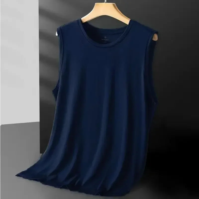 Men's ice silk mesh sleeveless tank vest for summer workouts — view 2
