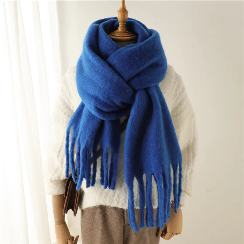 Winter Scarf Women Chunky Tassel — Cashmere Warm Pashmina Blanket Wrap Big Tassel Long Poncho — view 12 of scarves & wraps
