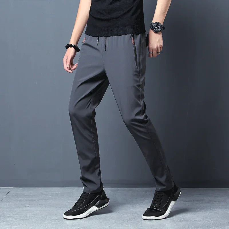 Men's Slim Fit Casual Jogger Pants — Elastic Waist Classic Korean Trousers — view 4 of men's clothing