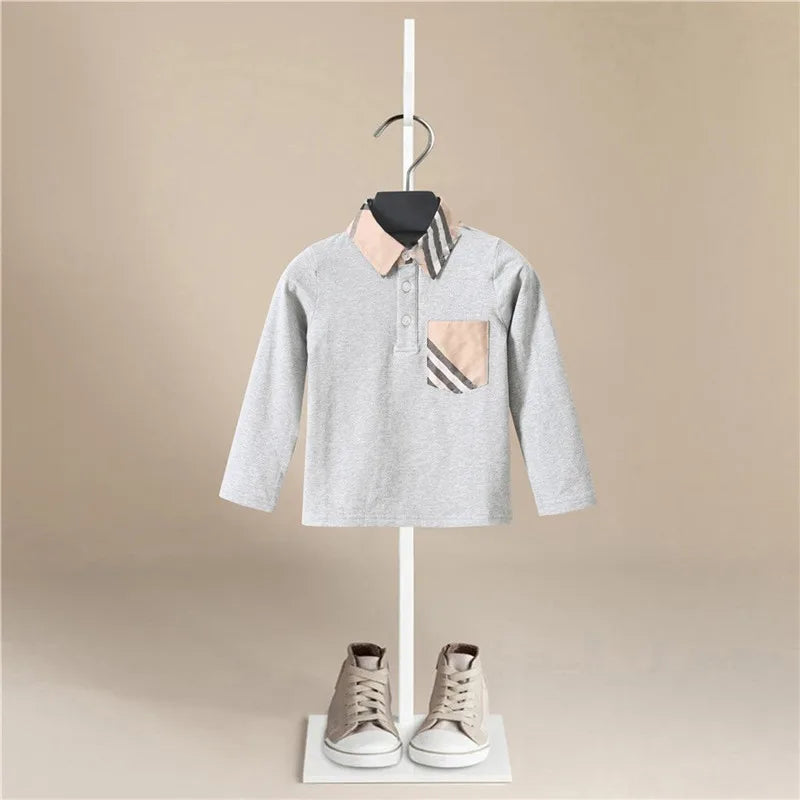 Autumn New Baby's T-shirts For  Boys New Long Sleeve Kids T-shirts Cartoon striped pocket Tops Tees Casual Blouse Spring