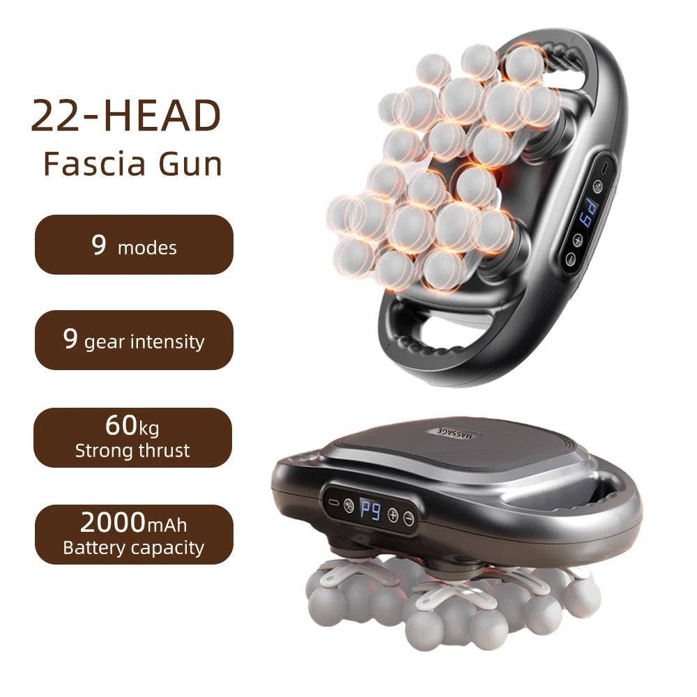 22-Head Deep-Tissue Percussion Fascia Massage Gun — Cordless Body Recovery — view 7 of recovery & massage