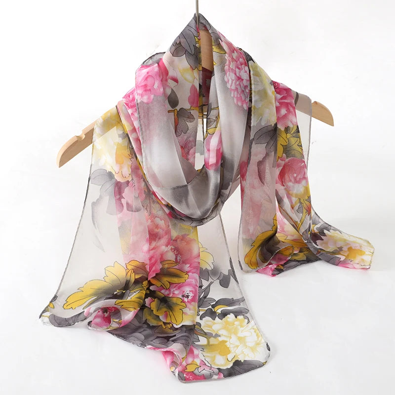 Printed Chiffon Scarf — Lightweight Sun-Protection Beach Shawl Wrap — view 18 of scarves