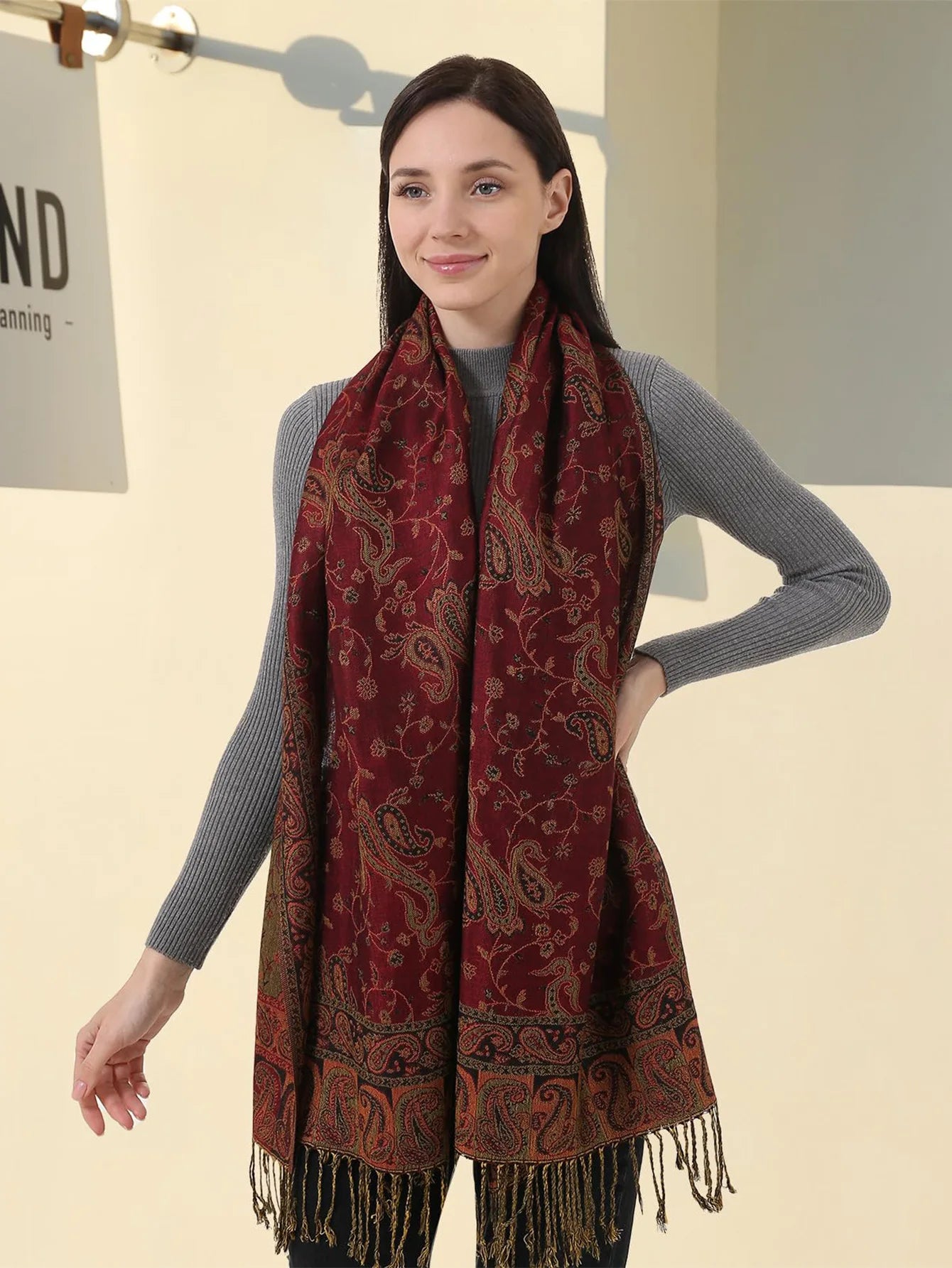 Hijab Scarf Long Pashmina — Lightweight Modest-Fashion Essential Cashmere Shawl Turban Head Wrap