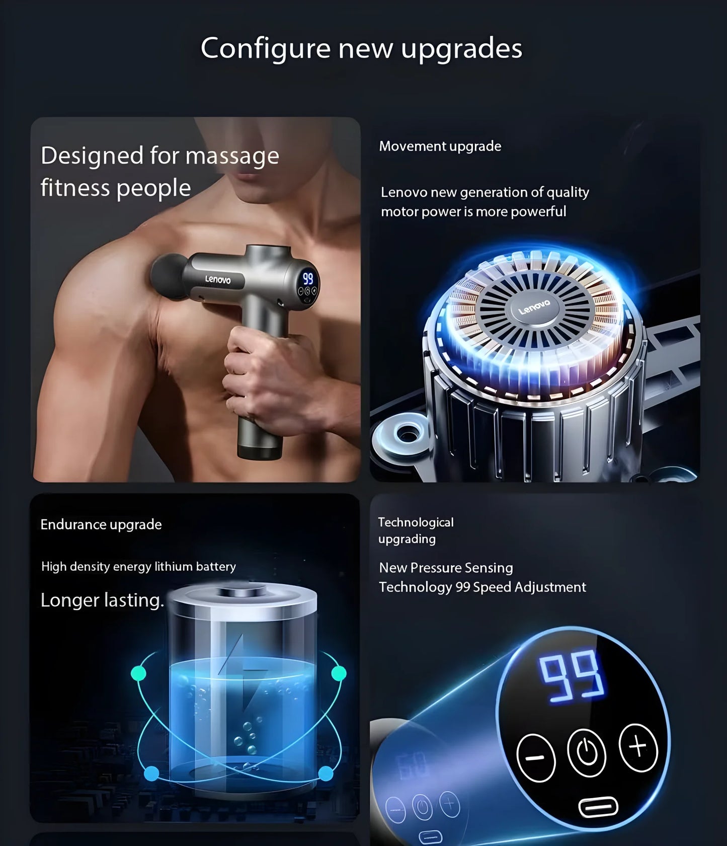 Fascia Massage Gun – Deep Muscle Relief, LED Touch Screen, 8 Heads — view 4 of sports & fitness