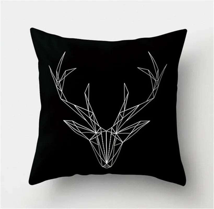 Black &amp; White Geometric Pillowcase &mdash; 45&times;45 cm Modern Sofa &amp; Office Cushion Cover
