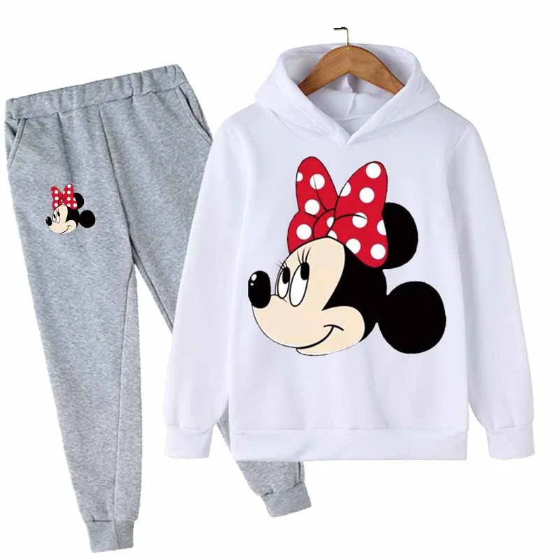 Minnie Mouse Cotton Casual Newborn Baby Boys Girls Outfits Suit Hoodies Tops+Pants 2Pcs