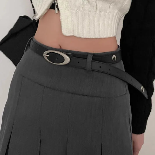 Belts Vintage Y2K Moon Star Buckle Gothic PU Leather Punk Waistband — view 1 of belts