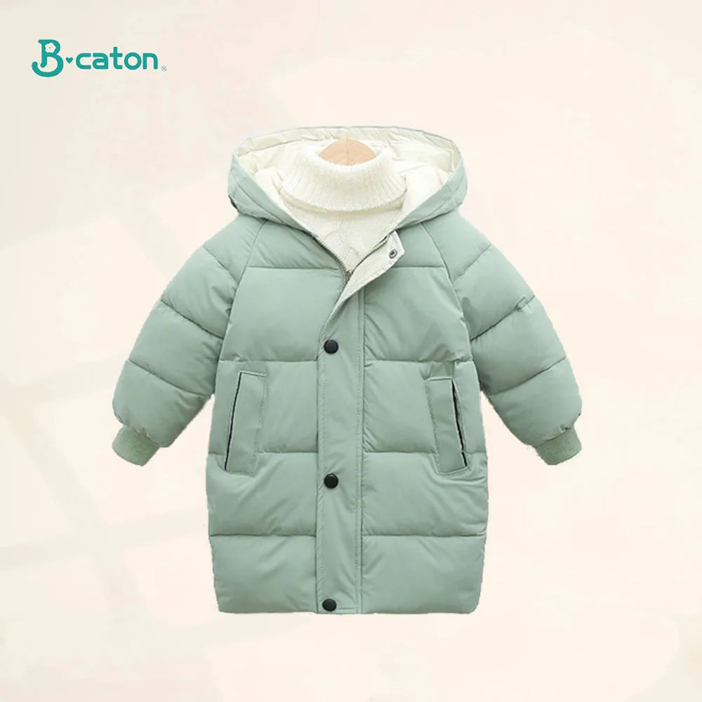 Children Down Coat Mid-length Long Sleeve Boys Girls Puffer Down