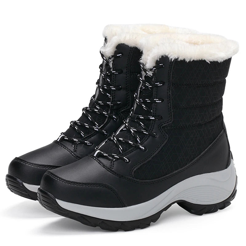 Women's Non-Slip Snow Boots — Fur-Lined Platform Wedge Ankle Boots — view 10 of boots