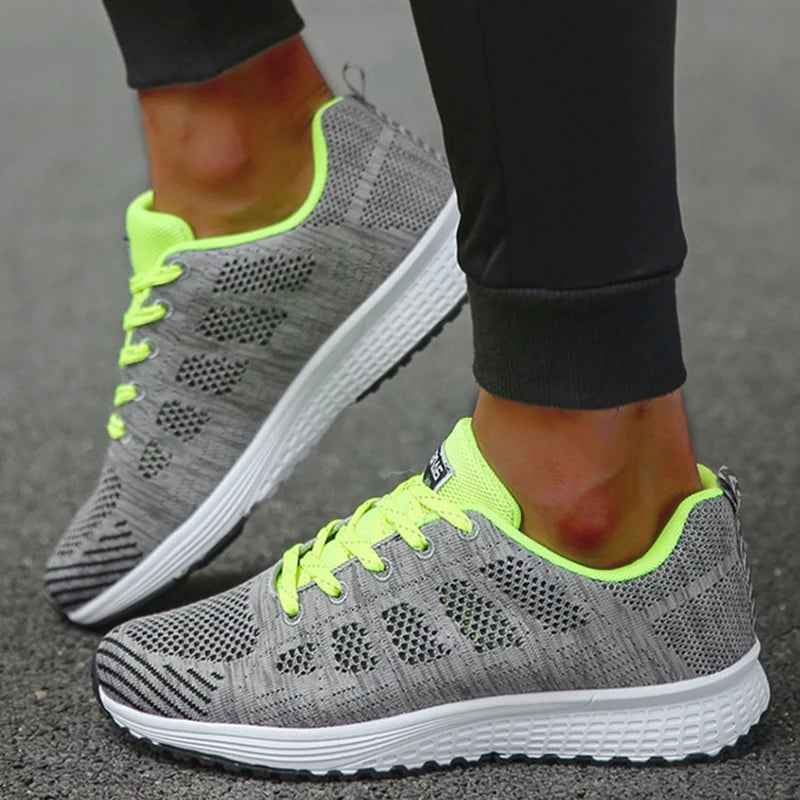 Women's Mesh Tennis Sneakers — Lace-Up Breathable Comfortable Trainers — view 3 of sneakers
