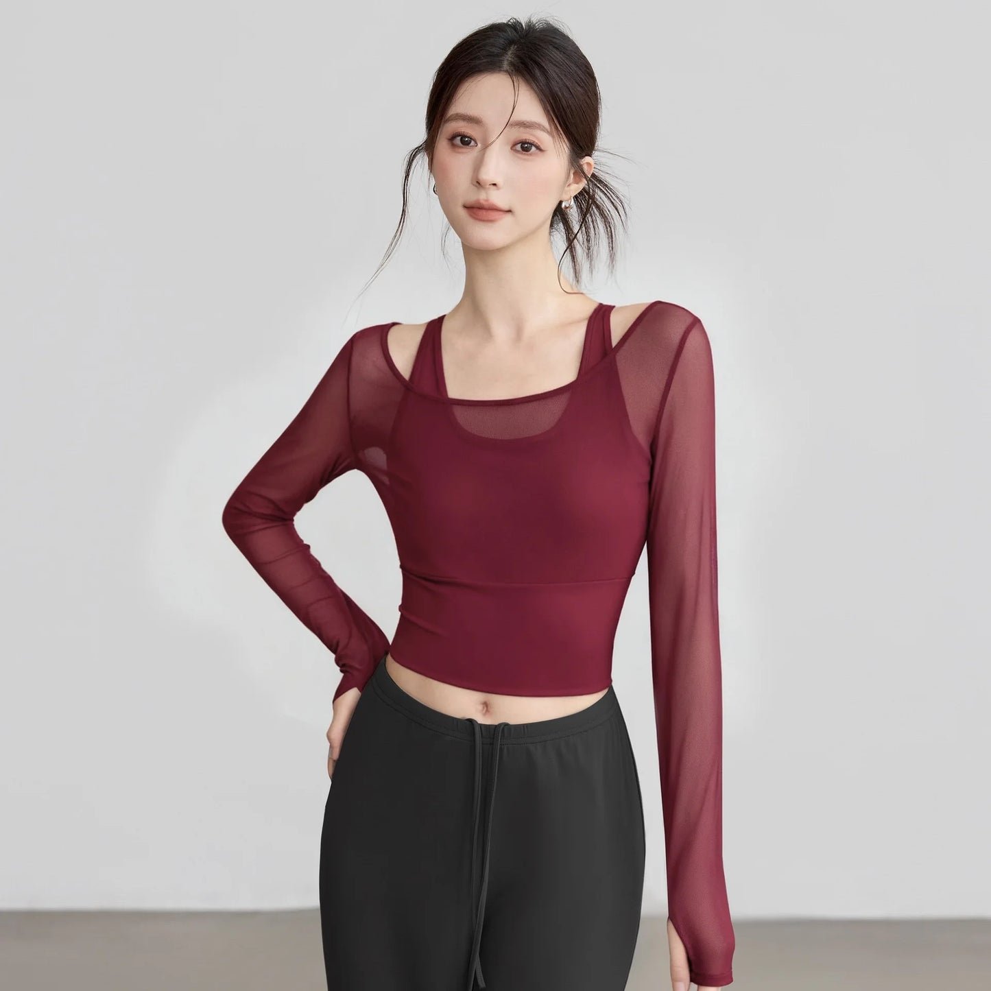 Women's Activewear Padded Long-Sleeve Sports Top — Slim-Fit Yoga Workout Shirt — view 6 of women's activewear