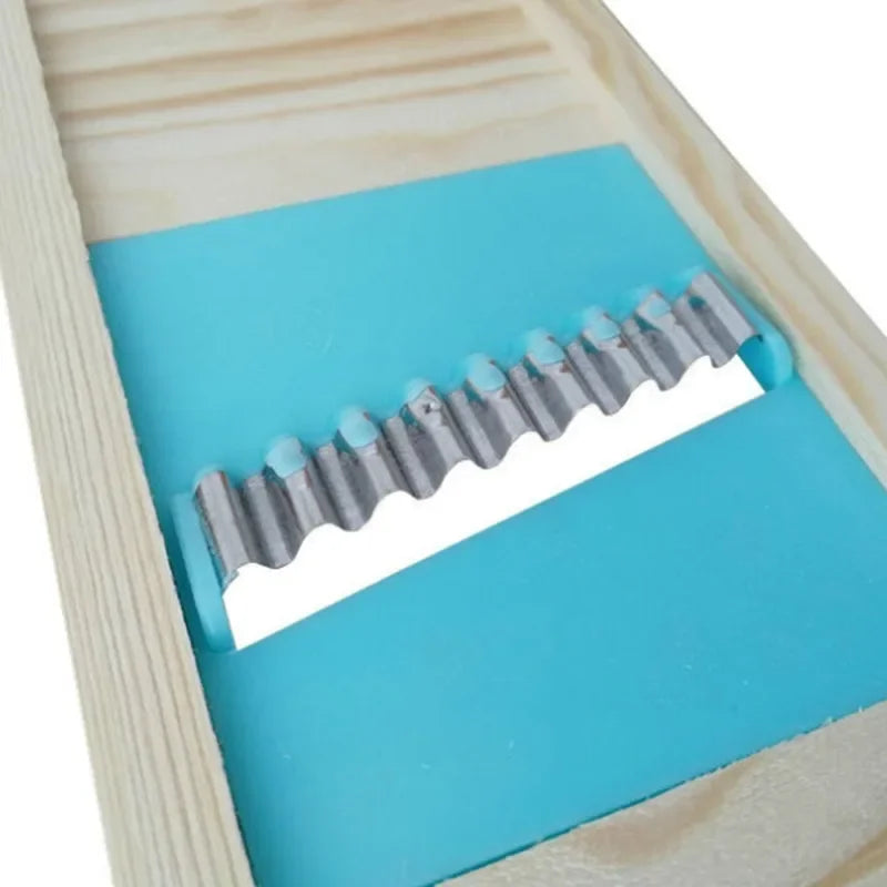 Fries Grid Potato Cutter with Wooden Push Block — Stainless Steel Chip Shredder — view 4 of kitchen gadgets