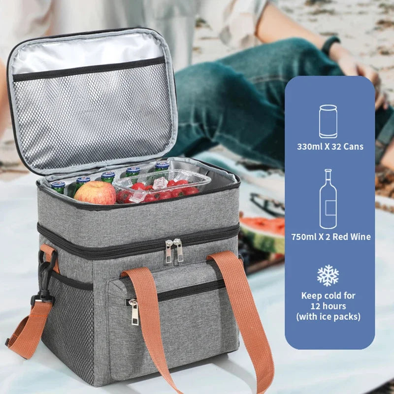 Double-Layer Thermal Lunch Bag - Insulated Crossbody Tote for Meals & Drinks — view 5 of lunch bags