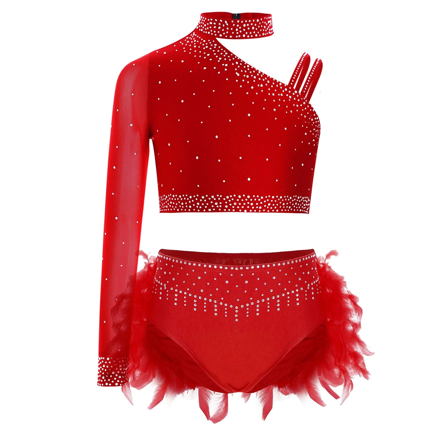 Kids Girls Ballet Dance Set - Rhinestone Top & Skirt Performance Costume — view 10 of dance costumes