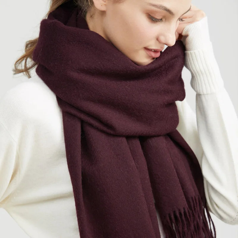 Cashmere Scarf Capsule-Color — Luxury Brand Solid Red Women's Holiday Gift Pashmina Wrap — view 9 of scarves & wraps
