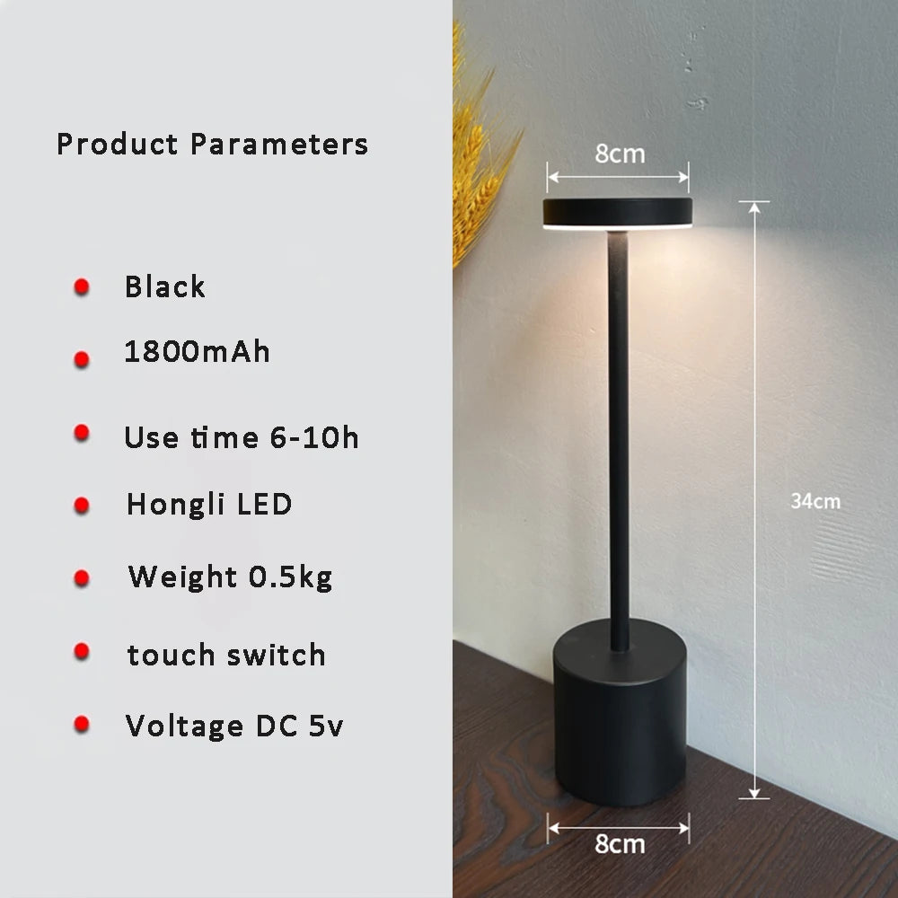 Wireless Rechargeable Table Lamp &mdash; Touch-Switch Metal Retro Desk Light for Bedroom, Bar &amp; Restaurant — view 9 of lighting