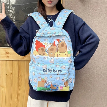 Cute Capybara Kids School Backpack - Large-Capacity Student Bag for Travel & Gym — view 1 of backpacks