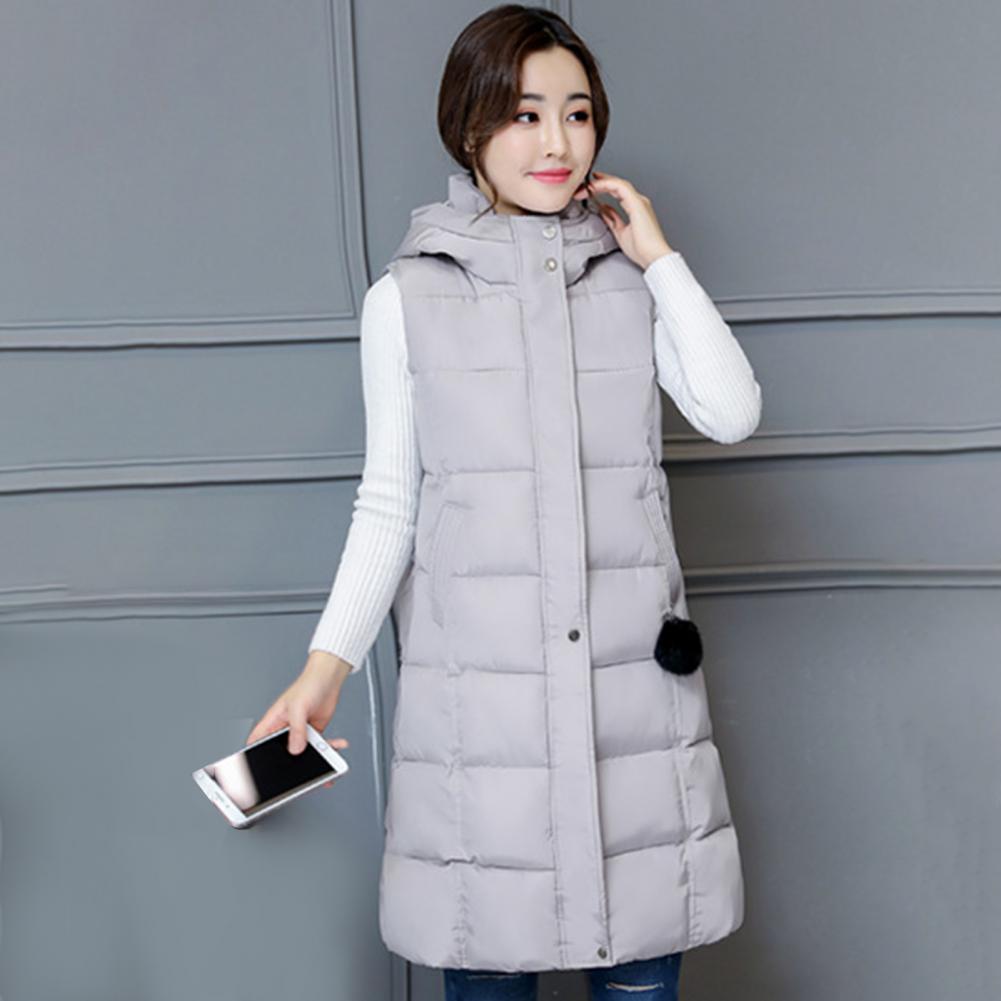 Women Vest Padded Cotton Down Autumn Winter Elegant Thick Warm Long Vest for Daily Wear