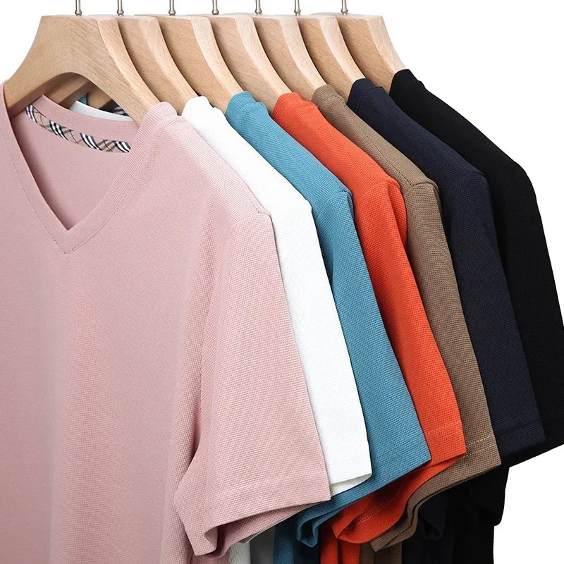 Men's Waffle Knit V-Neck Short-Sleeve T-Shirt — view 3 of t-shirts