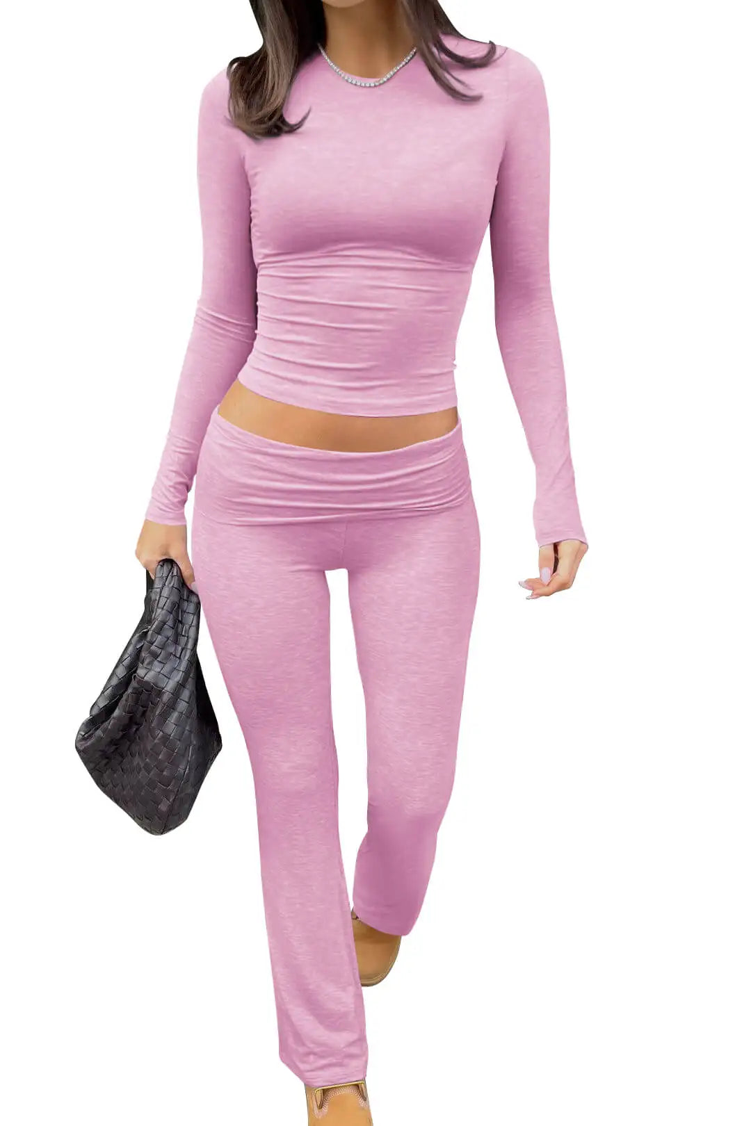 Women's Activewear Long-Sleeve + Wide-Leg Pants Set — Yoga Lounge 2-Piece Coordinated Suit — view 2 of women's activewear