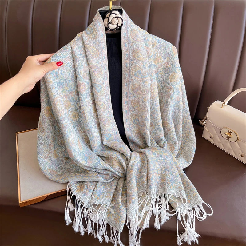 Pashmina Scarf in 58 Signature Shades — Cashmere-Feel Women's Tassel Shawl Wrap Color Stack
