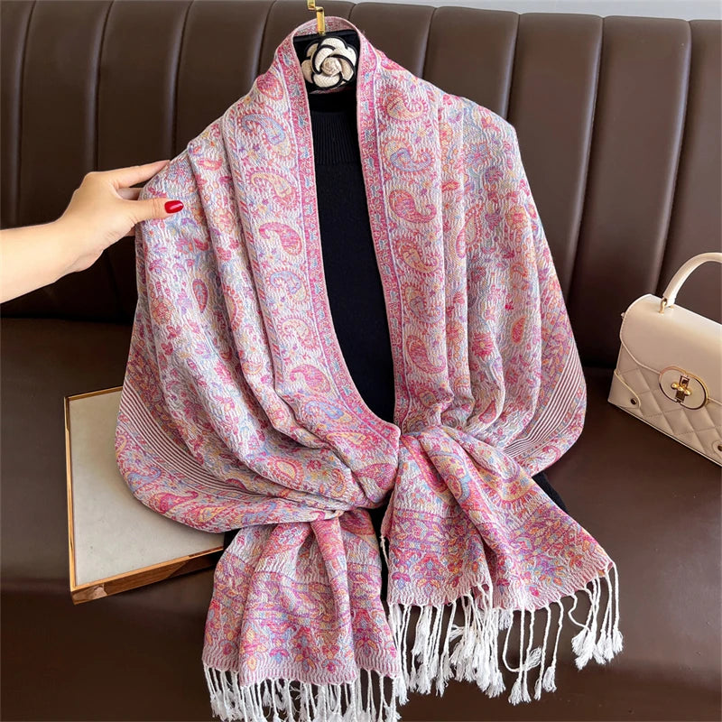 Pashmina Scarf in 58 Signature Shades — Cashmere-Feel Women's Tassel Shawl Wrap Color Stack