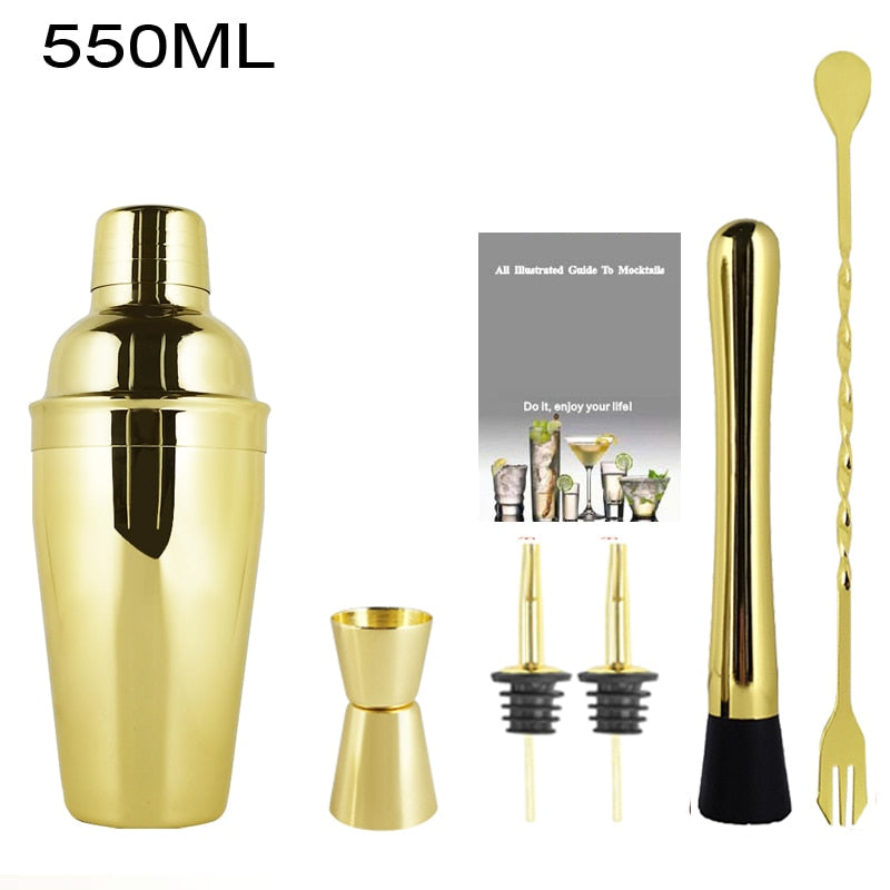 1-14 Pcs Stainless Steel Cocktail Shaker Set – 600ml/750ml Mixer for Drinks