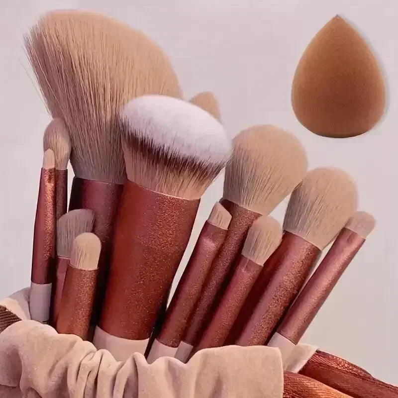 Professional soft fluffy makeup brush set for foundation powder and blush — view 2