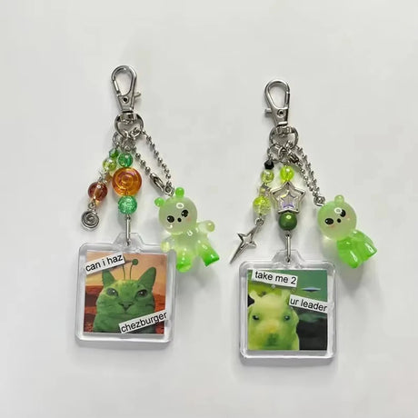Resin Alien Phone Charm — Cute Beaded Keychain & Bag Charm — view 1 of accessories