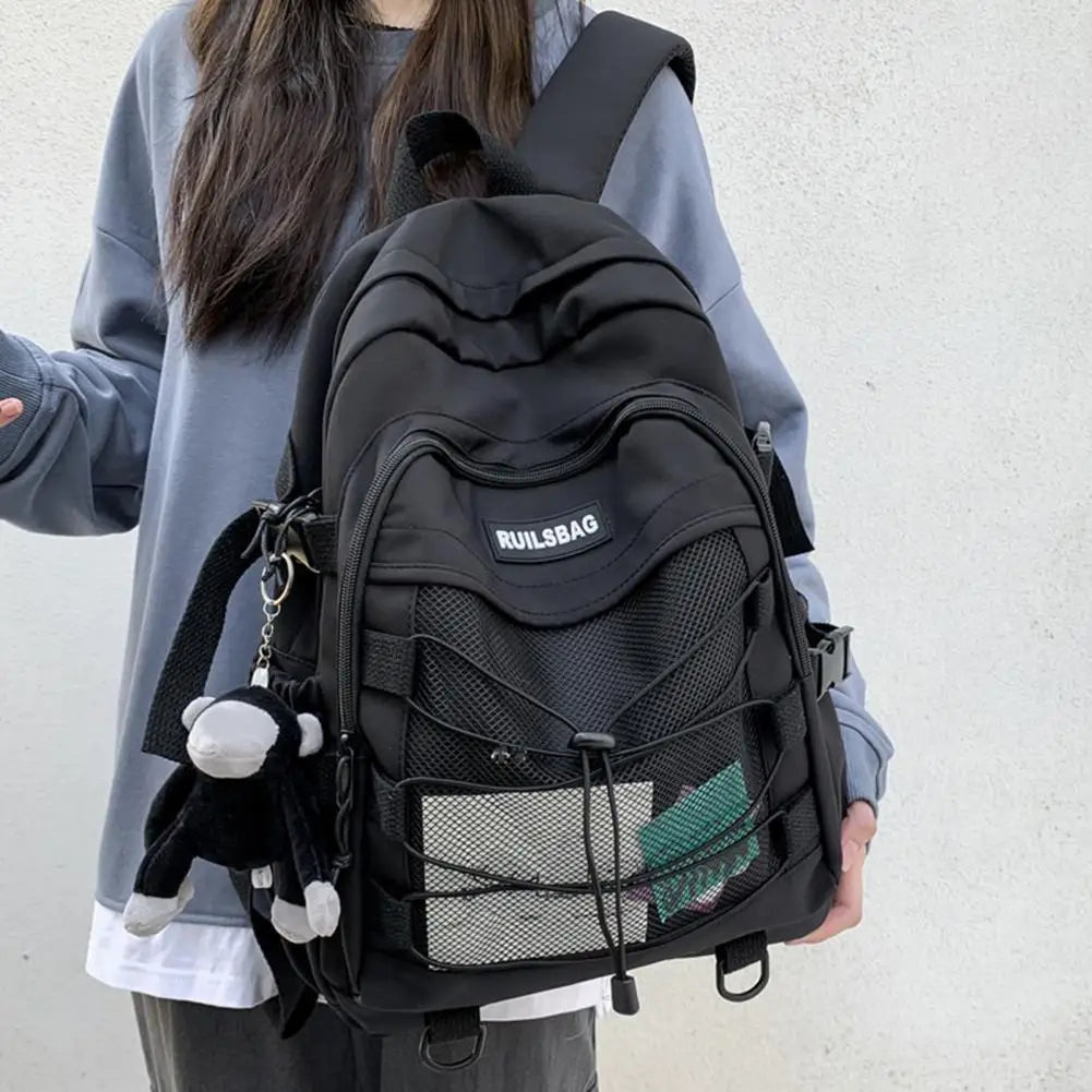 Wide Shoulder Strap Backpack Fashionable Korean Style High School Backpack for Teen Girls with Capacity Multi-pockets