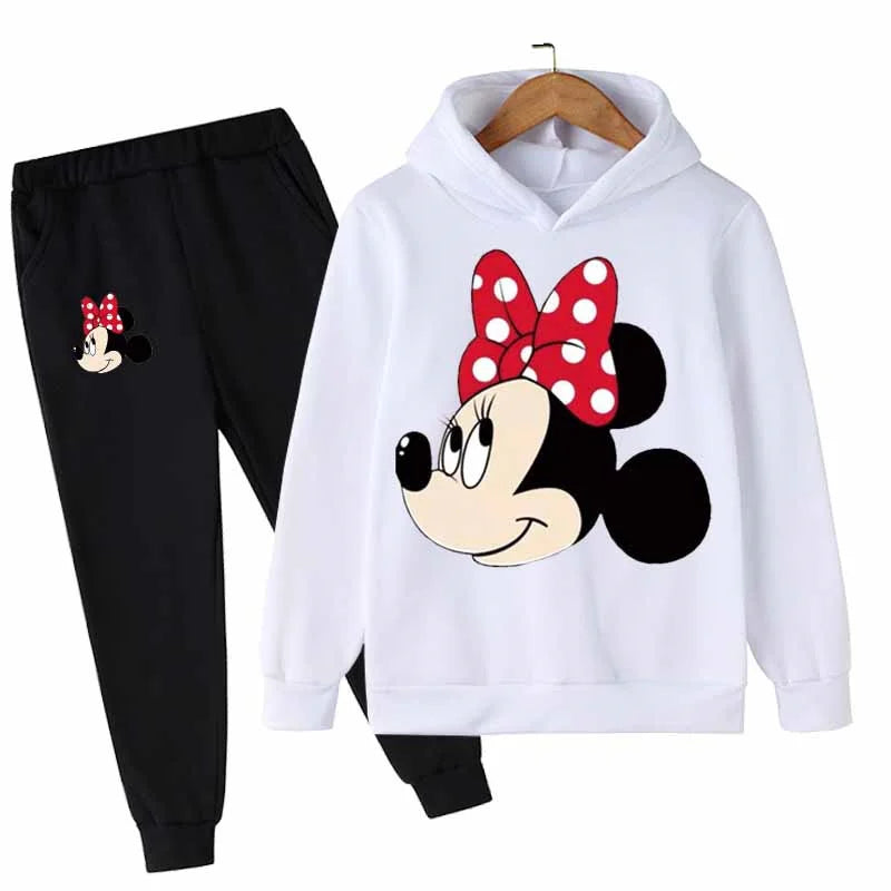 Minnie Mouse Cotton Casual Newborn Baby Boys Girls Outfits Suit Hoodies Tops+Pants 2Pcs