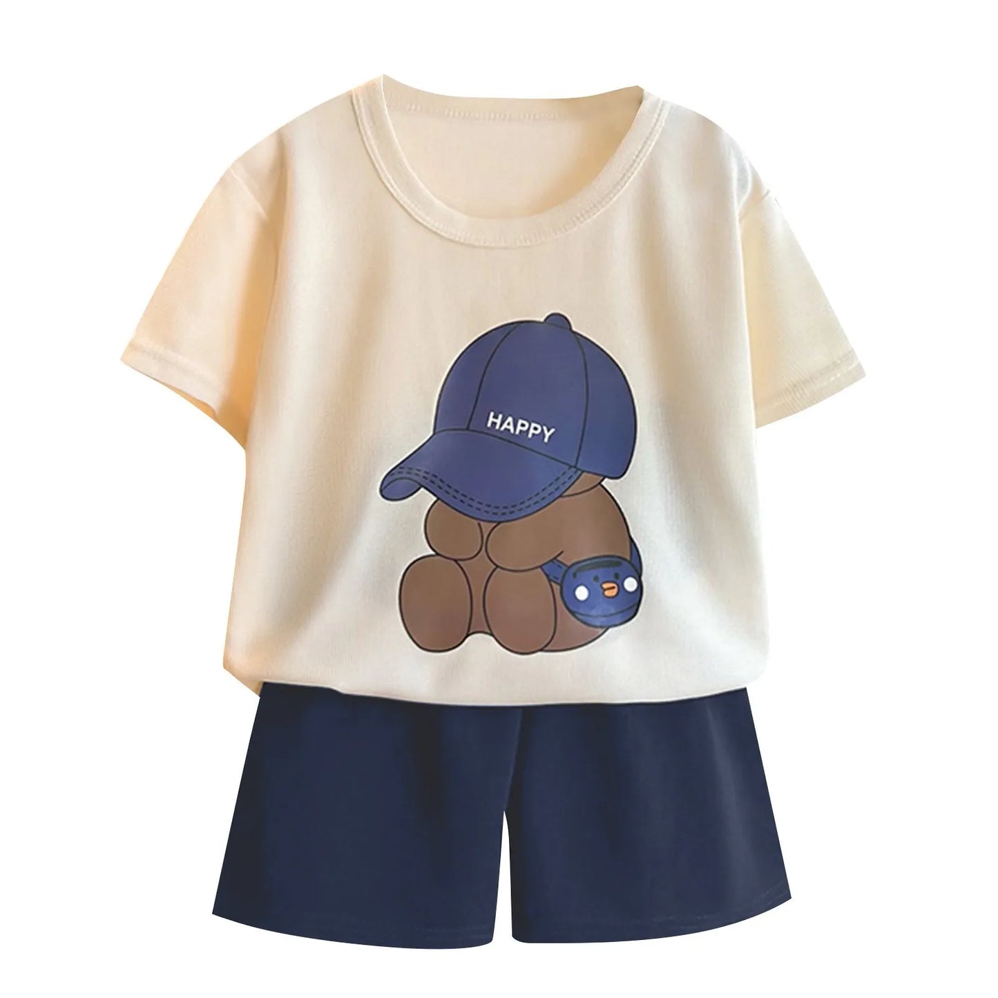 Boys Tracksuit 2-Piece Set - Bear Tee & Shorts Summer Outfit — view 5 of boys sets