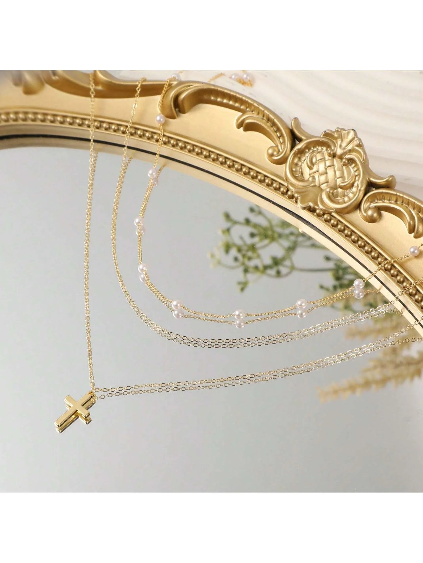 Pearl Heart Multi-Layer Choker — Retro Versatile Stackable Pendant Necklace — view 6 of necklaces