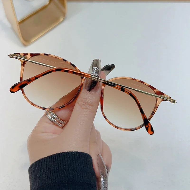 Round Vintage Sunglasses Retro Luxury — Boho Summer Women Designer Brand Oval UV Shades — view 5 of sunglasses