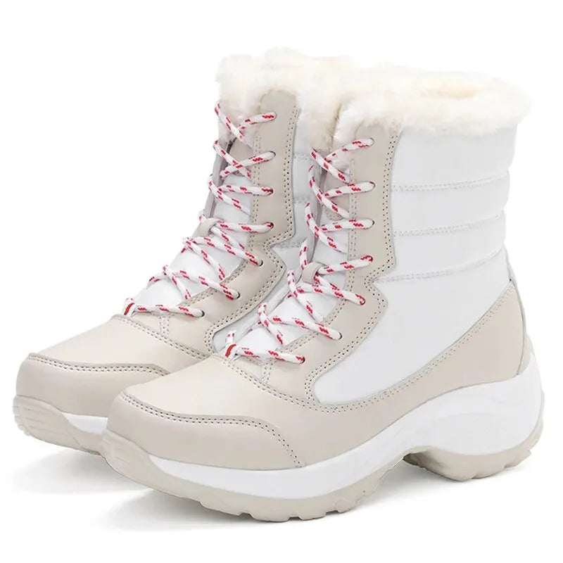 Women's Waterproof Heeled Winter Boots — Trendy Platform Ankle Boots with Plush Lining — view 10 of boots