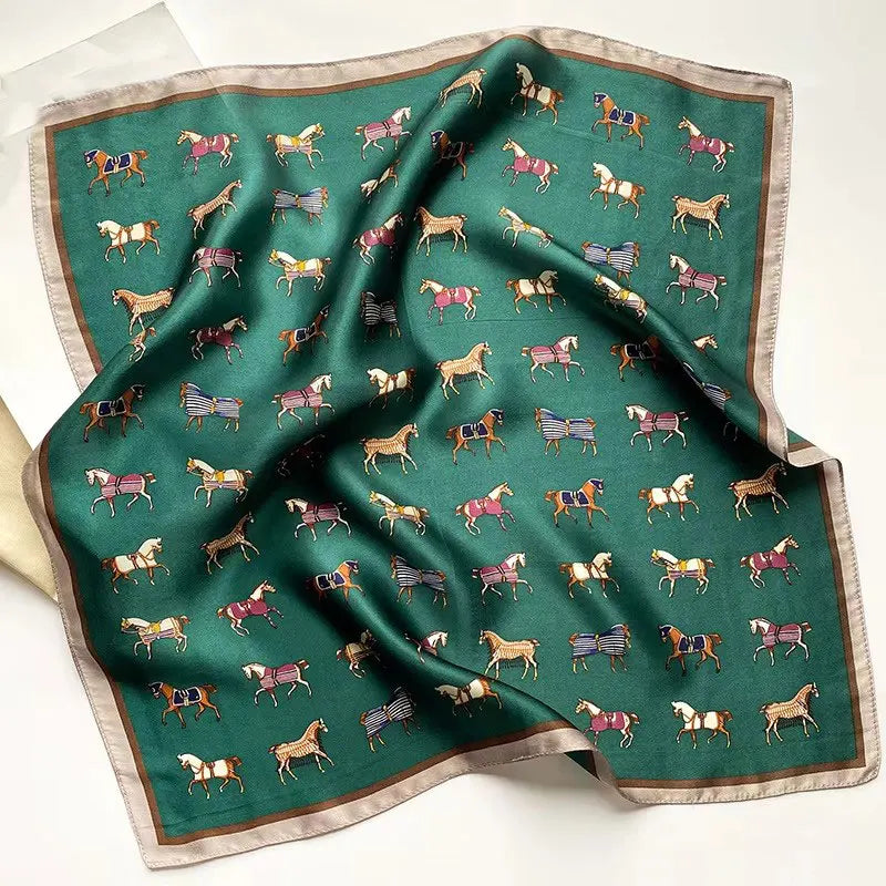 Silk Scarf Small Square 2026 Pashmina — 53×53cm Geometric Trending Palette Bandana Hair Scarf — view 6 of scarves & wraps