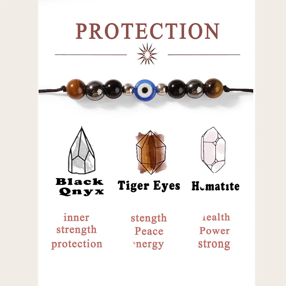 Crystal & Gemstone Amethyst Bracelet — Natural Woven Bead String Crystal Jewelry — view 15 of crystal & gemstone
