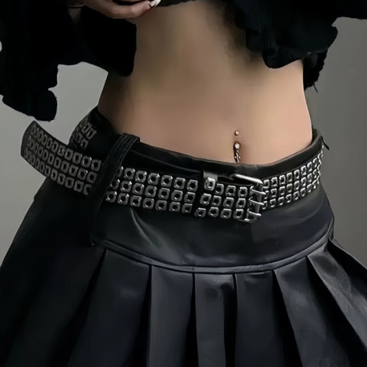 Belts Punk Streetwear Women's PU Leather Belt — Personalised Studded Hardware — view 1 of belts