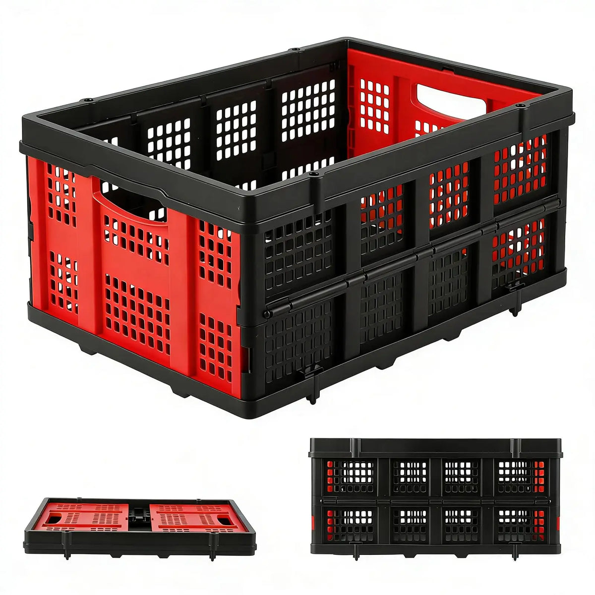 55L Collapsible Stackable Storage Crate, Heavy-Duty Folding Bin — product photo 8