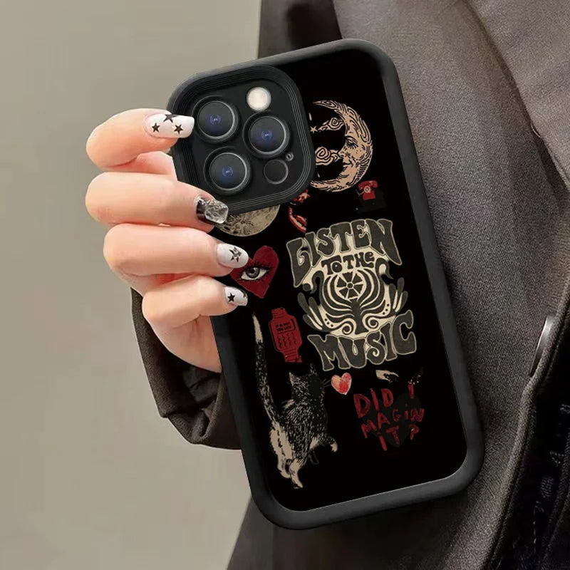 Aesthetic Sun & Moon Glass Silicone Case for iPhone 8–16 Pro Max Boho — view 6 of phone cases