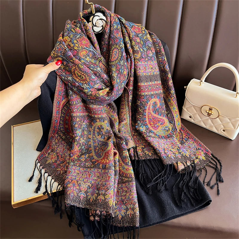 Pashmina Scarf in 58 Signature Shades — Cashmere-Feel Women's Tassel Shawl Wrap Color Stack