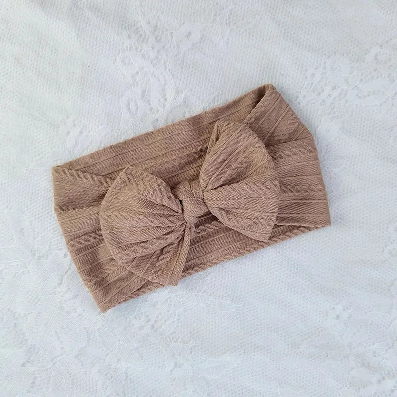 1/3Pcs Solid Color Baby Headband Bow Children Hair Band Elastic Nylon Newborn Soft Turban Headwrap Kid Hair Accessories — view 12 of product