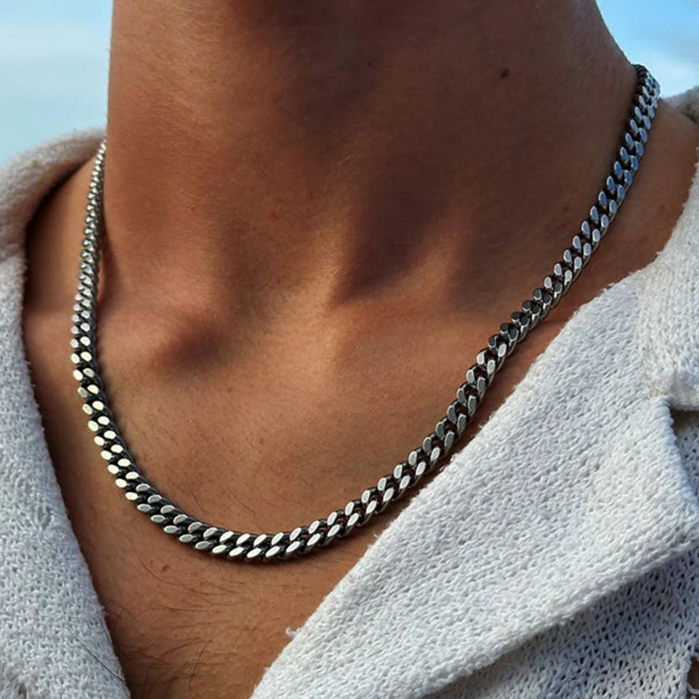 Cuban Link Chain Necklace 3mm 5mm 7mm 9mm Stainless Steel Hip-Hop Chain for Men Women Unisex — view 4 of necklaces