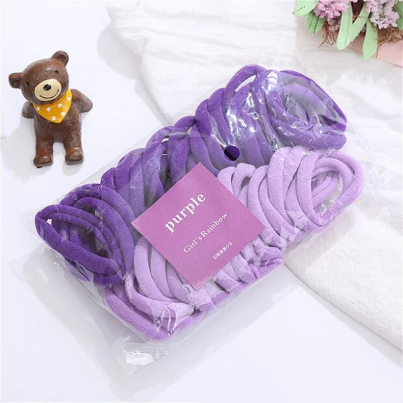 50pcs Black Elastic Hair Band Leagues Ties Colets Scrunchies Springs Gum Accessory For Girl Women No Damage Pigtails Holder Set — view 6 of product