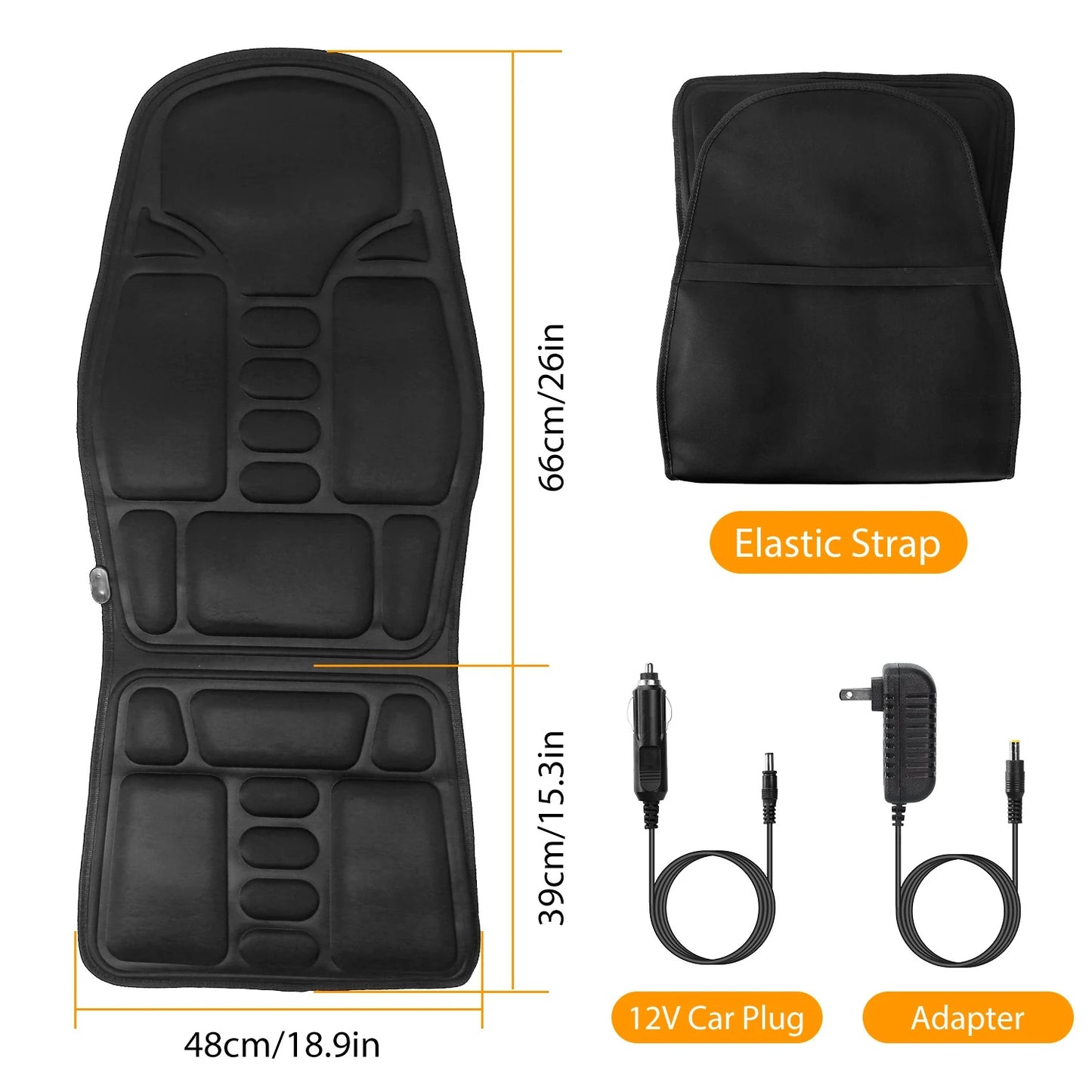 Back Massage Seat Cushion — Electric Heated Car Seat with 8 Vibration Modes — view 6 of recovery & massage