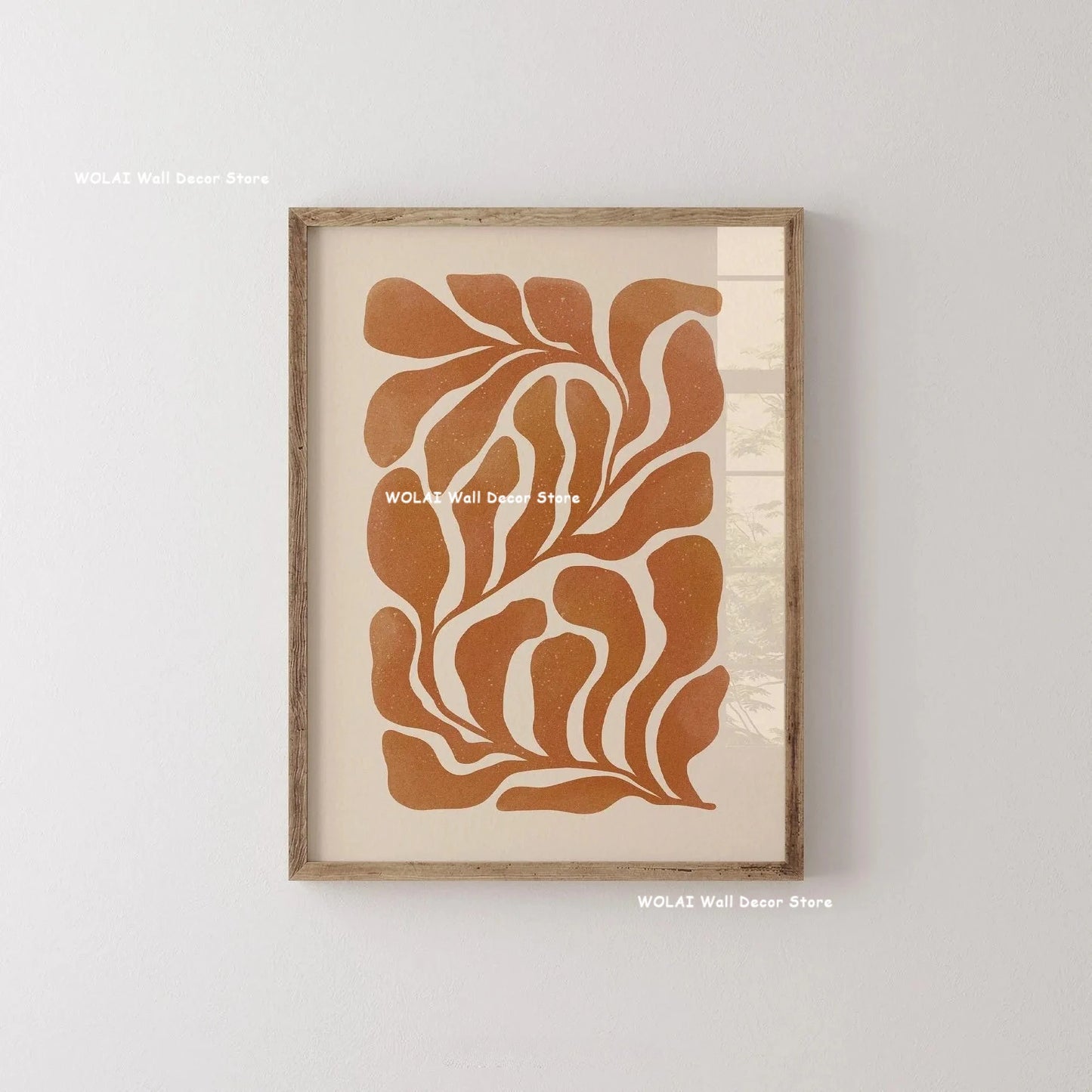 Abstract Moody Plant Canvas Poster — Mid-Century Beige & Black Floral Wall Art — view 4 of wall art & prints