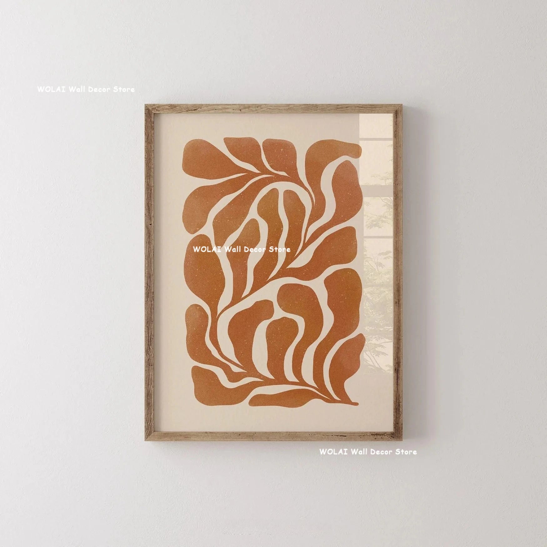 Abstract Moody Plant Canvas Poster — Mid-Century Beige & Black Floral Wall Art — view 4 of wall art & prints