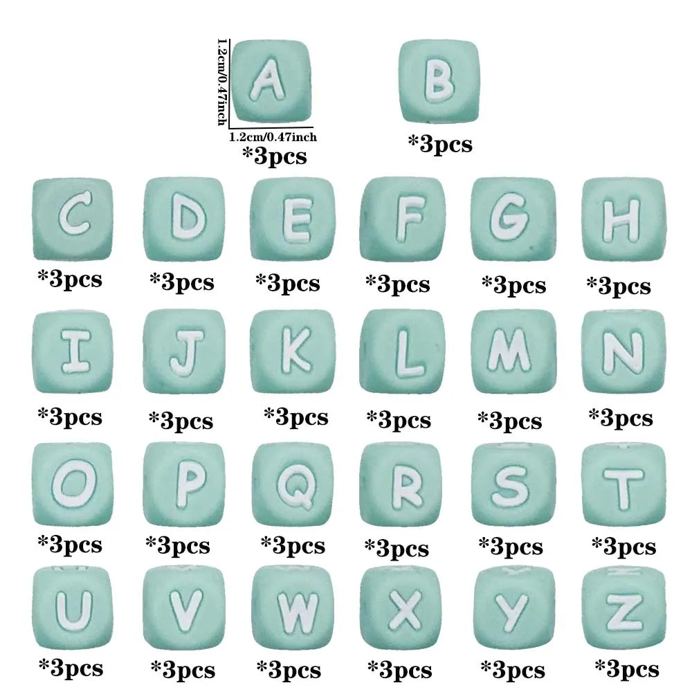 Pearl & Silicone Letter Beads 78pc 12mm — DIY Necklace Bracelet & Pen Charms — view 15 of beads
