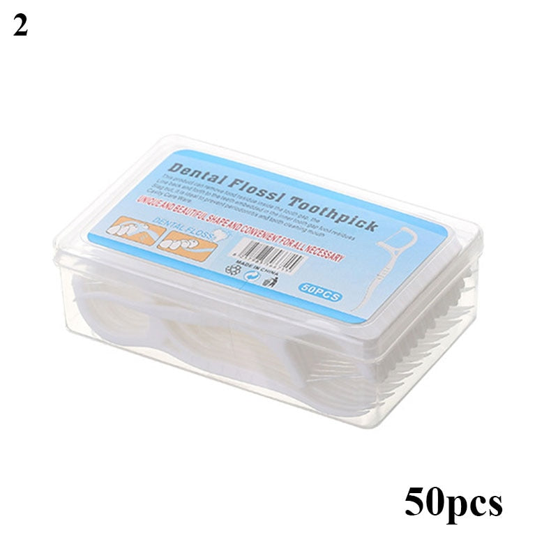 2023 New 50pcs Flat Dental Floss Black Teeth Picks